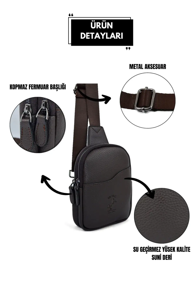 Kahverengi Omuz Çantası - Çok Bölmeli Küçük Boy Askılı Çapraz Çanta