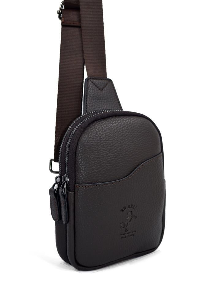 Kahverengi Omuz Çantası - Çok Bölmeli Küçük Boy Askılı Çapraz Çanta