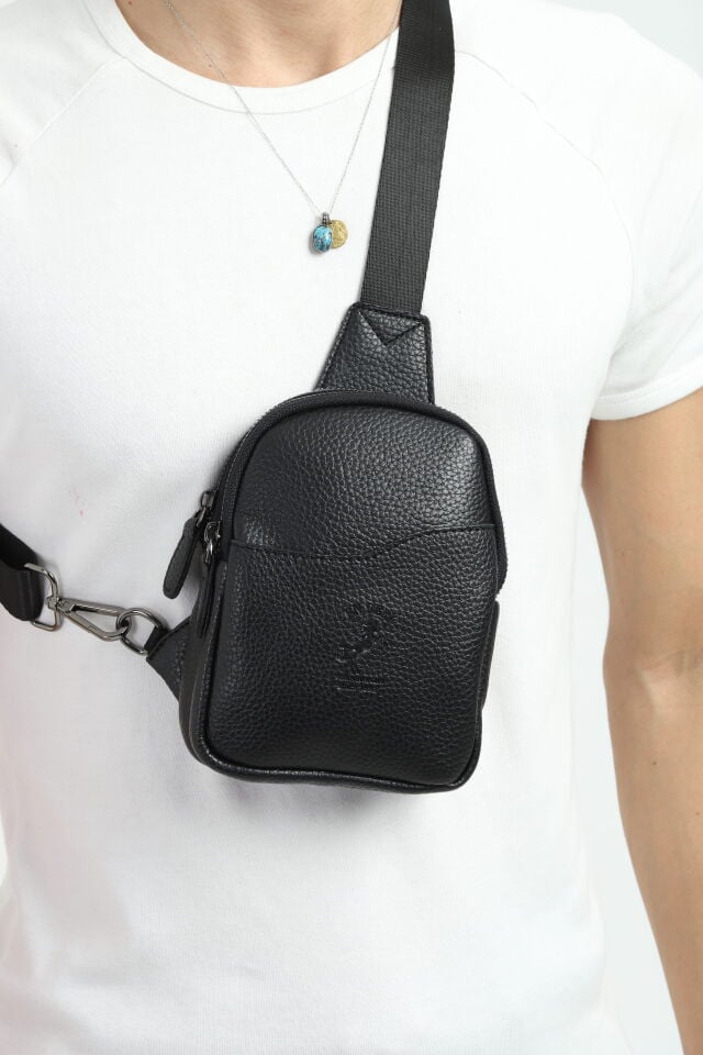 Siyah Omuz Çantası - Çok Bölmeli Küçük Boy Askılı Çapraz Çanta