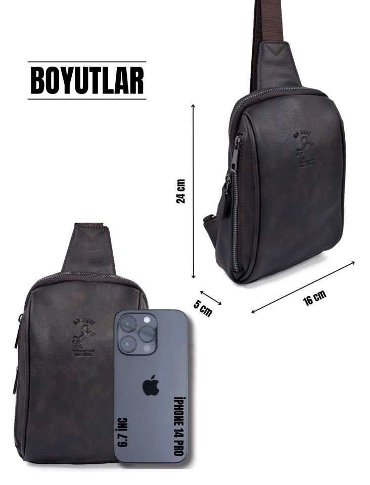 Erkek Kahverengi Günlük Çapraz Askılı Çok Bölmeli Omuz Çantası Çapraz Çanta 7029