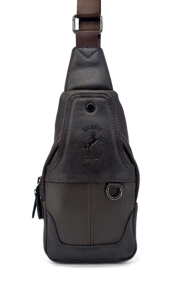 Kahve Erkek Omuz Çantası - Küçük Mıknatıs Bölmeli Askılı Çapraz Çanta