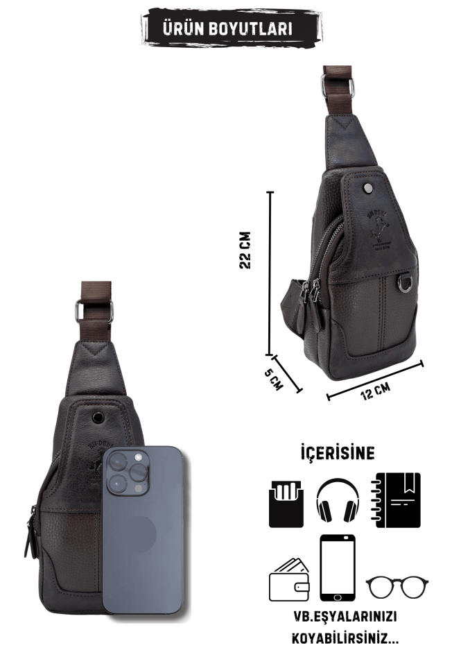 Erkek Kahverengi Ayarlanabilir Çapraz Askılı Omuz Çantası 7044