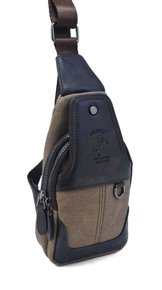 Kanvas Kahverengi Günlük Ayarlanabilir Çapraz Askılı Omuz Çantası 7044