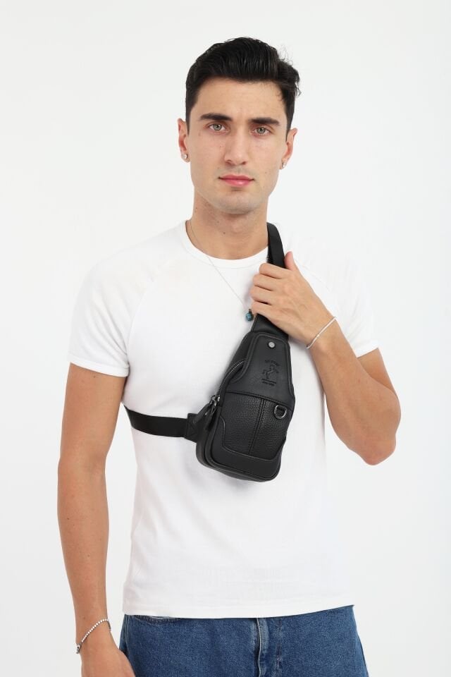 Siyah Çapraz Çanta - Mıknatıslı Çok Bölmeli Küçük Askılı Omuz Çantası