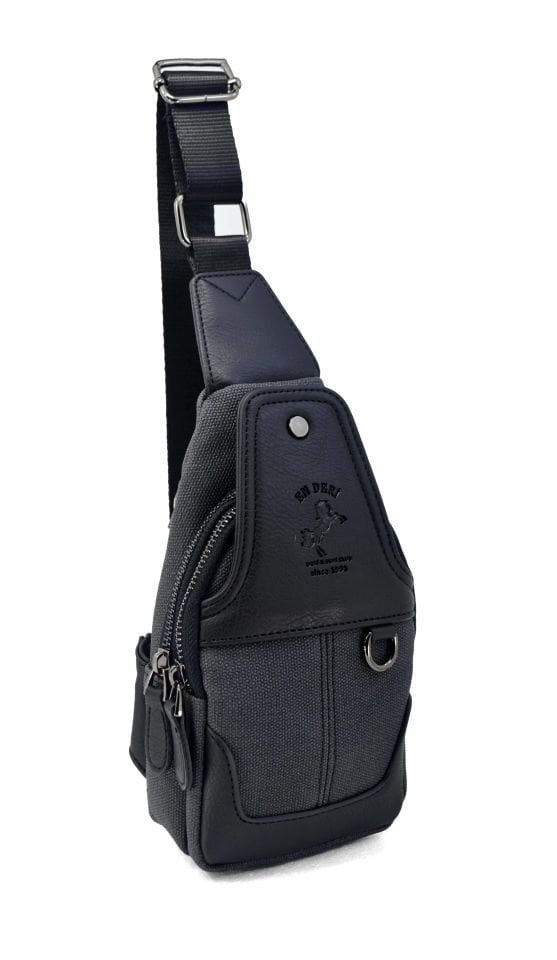 Siyah Kanvas Ayarlanabilir Çapraz Askılı Omuz Çantası 7044