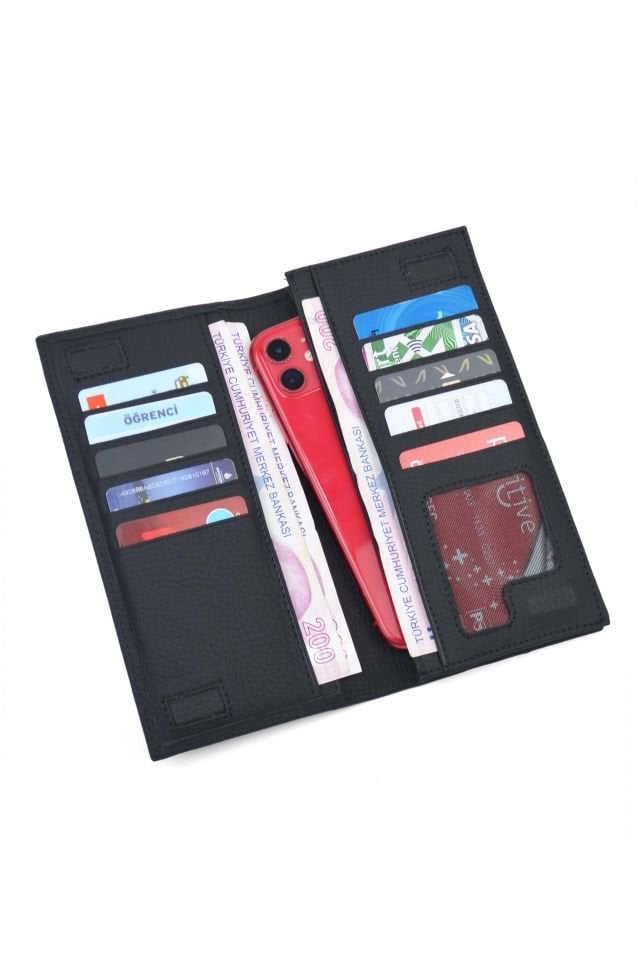 Telefon Bölmeli Cüzdan Mıknatıslı Büyük Cüzdan Hakiki Deri Cüzdan