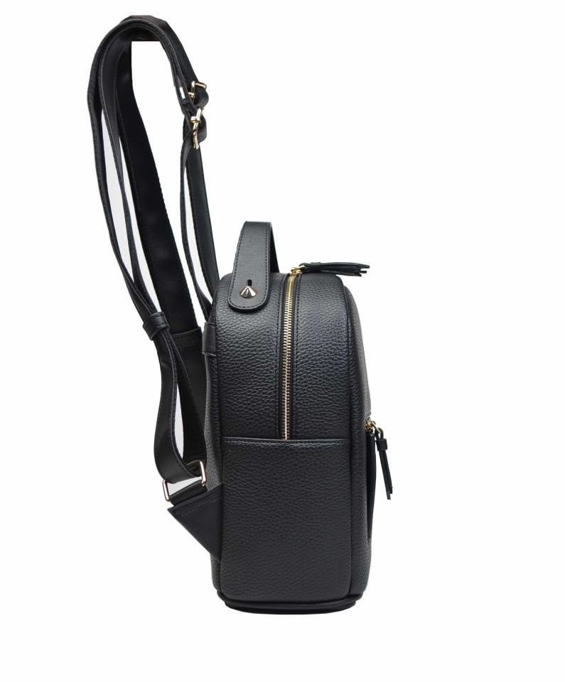 Siyah Kadın Sırt Çantası Ayarlanabilir Askılı Lüks Şık Kadın Sırt Çantası