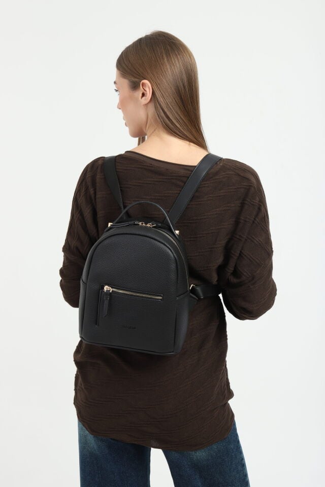 Siyah Kadın Sırt Çantası Ayarlanabilir Askılı Lüks Şık Kadın Sırt Çantası