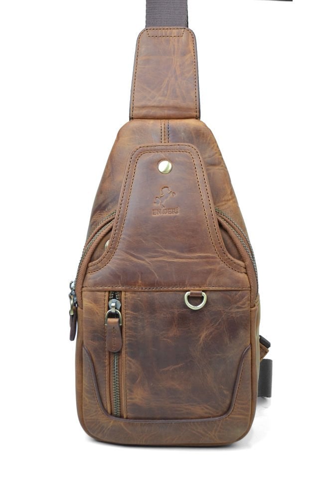 Taba Hakiki Deri Omuz Çantası - Çok Bölmeli Erkek Çapraz Çanta