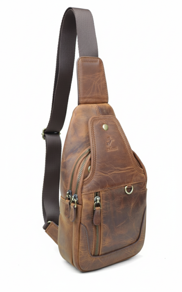 Taba Hakiki Deri Omuz Çantası - Çok Bölmeli Erkek Çapraz Çanta