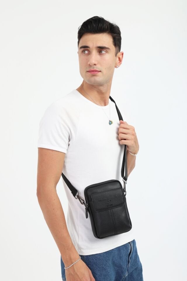 Siyah Erkek Omuz Çantası Çapraz Askılı Erkek Çapraz Çanta