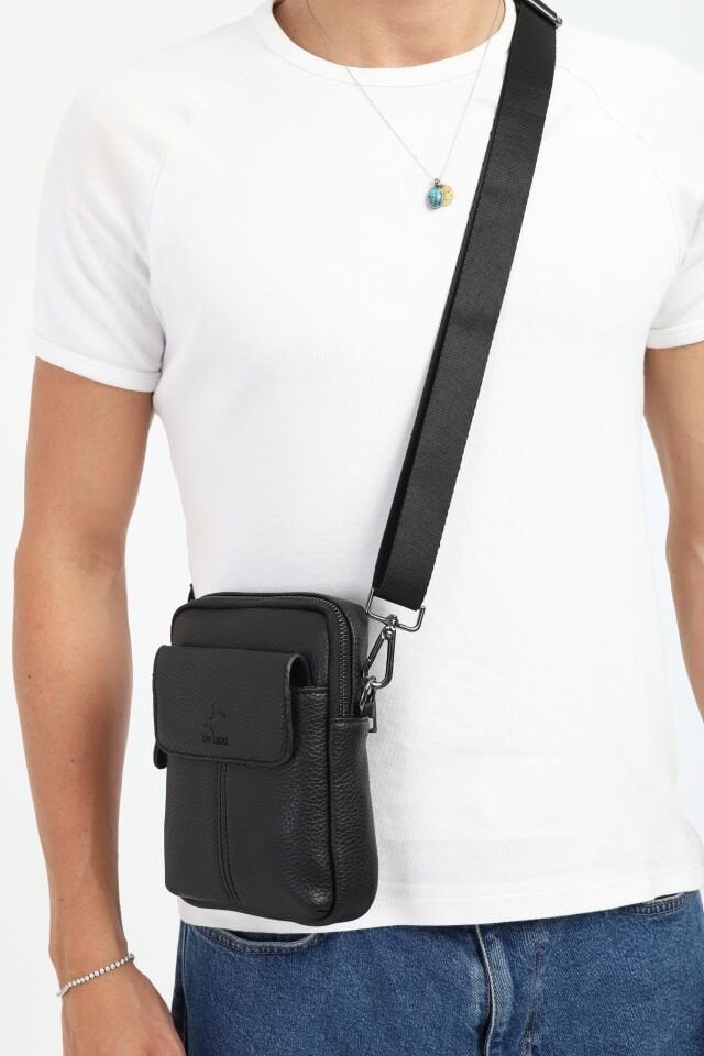 Siyah Erkek Omuz Çantası Çapraz Askılı Erkek Çapraz Çanta