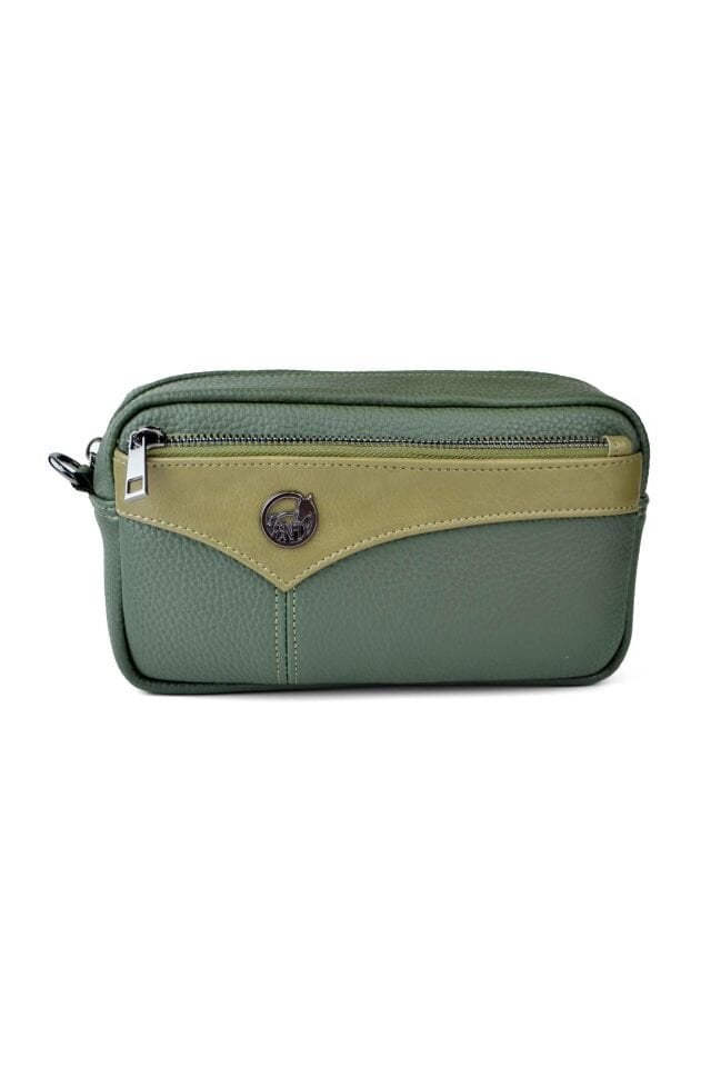 Erkek Haki El Çantası - Kartlıklı Bileklikli Clutch Portföy Çanta