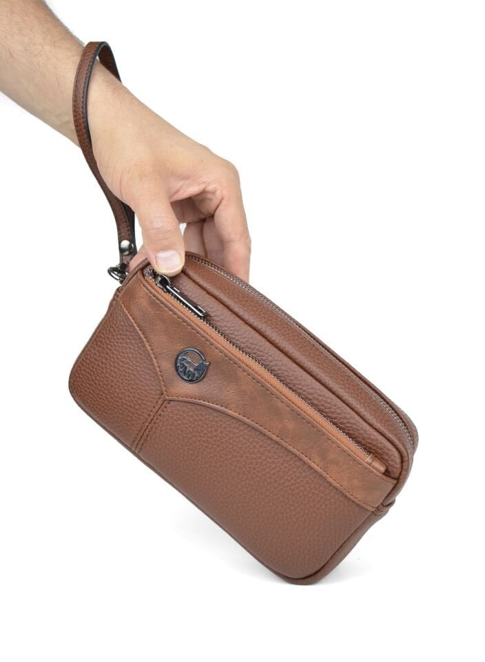 Erkek Taba El ve Bileklik Kemerli Portföy El Çantası