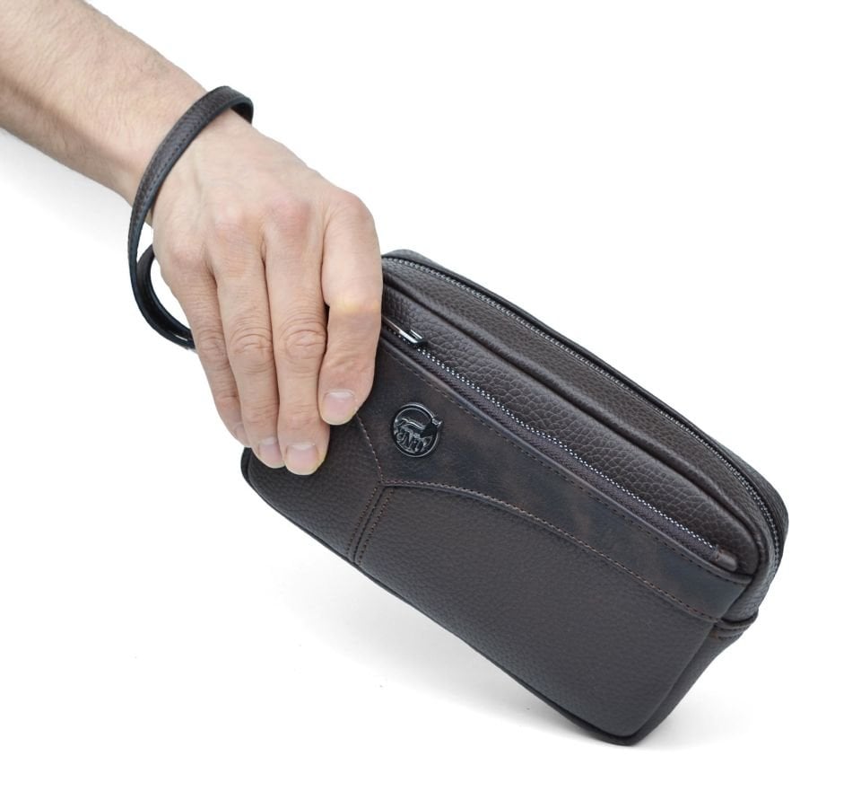 Erkek Kahverengi El ve Bileklik Kemerli Portföy El Çantası