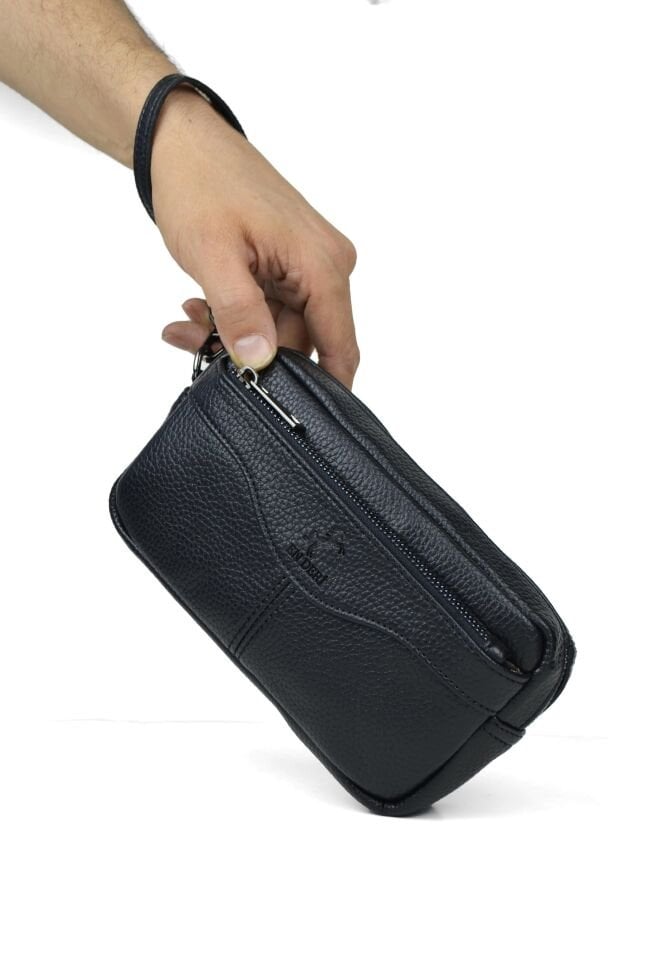 Siyah Lüks Erkek El Çantası - Siyah Bileklikli Clutch ve Portföy Çanta
