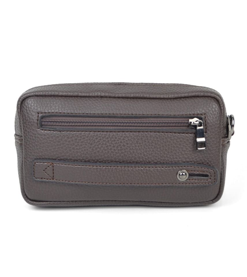 Kahverengi Lüks Erkek El Çantası - Siyah Bileklikli Clutch ve Portföy Çanta