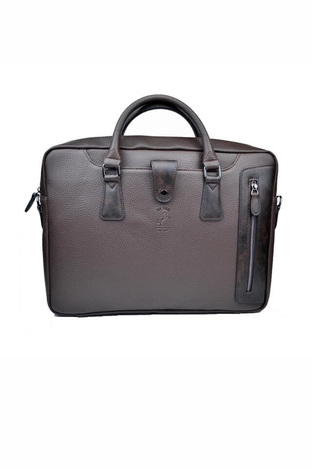 Kahverengi 15.6 inç Laptop Çantası - Organizer Bilgisayar ve Evrak Çantası