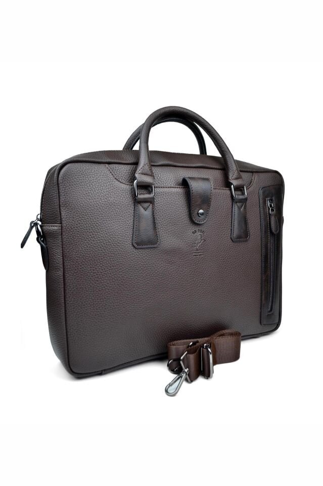 Kahverengi 15.6 inç Laptop Çantası - Organizer Bilgisayar ve Evrak Çantası