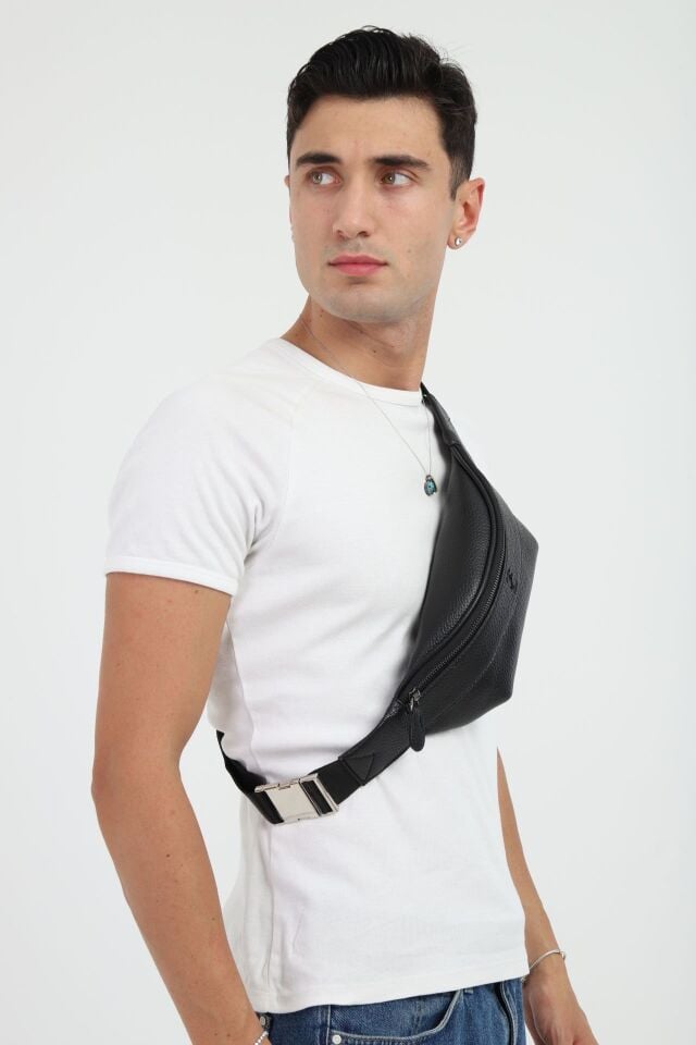 Siyah Çok Fonksiyonlu Omuz Çantası - Günlük Erkek Çapraz ve Bel Çantası