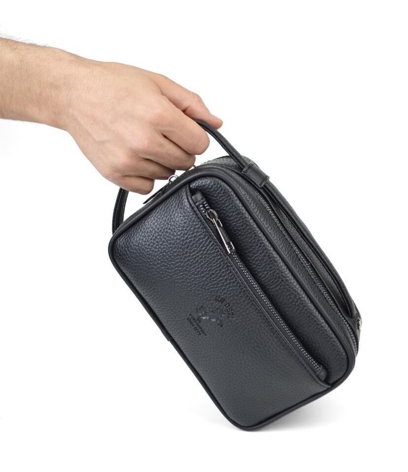 Erkek Siyah Çok Bölmeli Ayarlanabilir Kemerli Portföy El Çantası