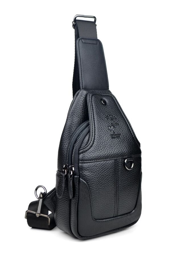 Erkek Siyah Çok Bölmeli Günlük Çapraz Askılı Omuz Çantası