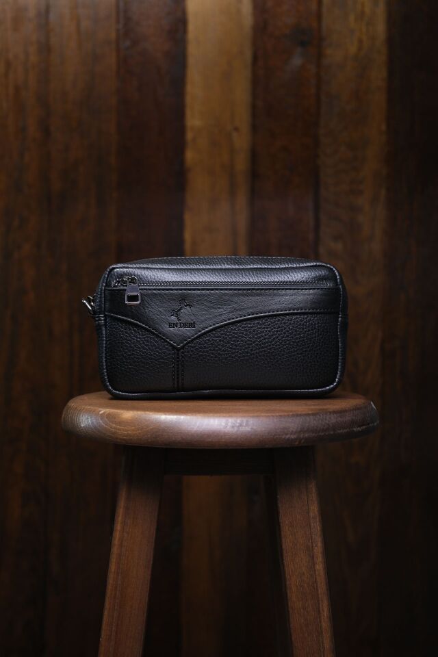 Erkek Siyah El Çantası - Kartlıklı Clutch Portföy Çanta