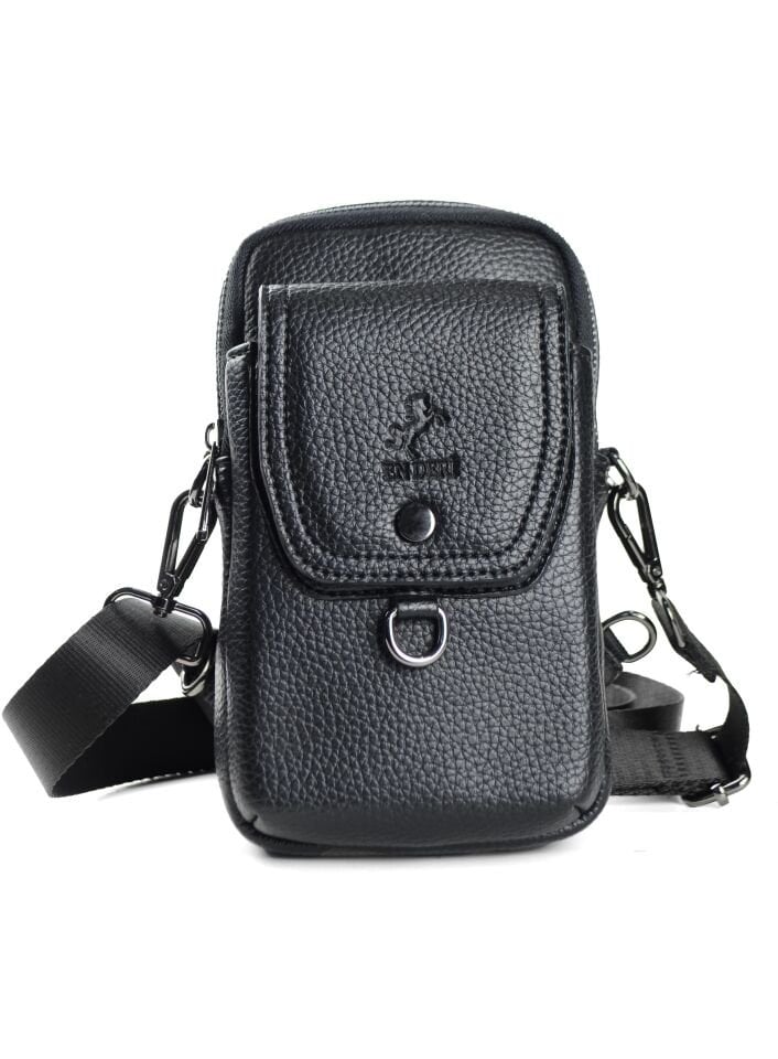 Erkek Siyah Çapraz Askılı Çok Yönlü Omuz Çantası Erkek Çapraz Çanta