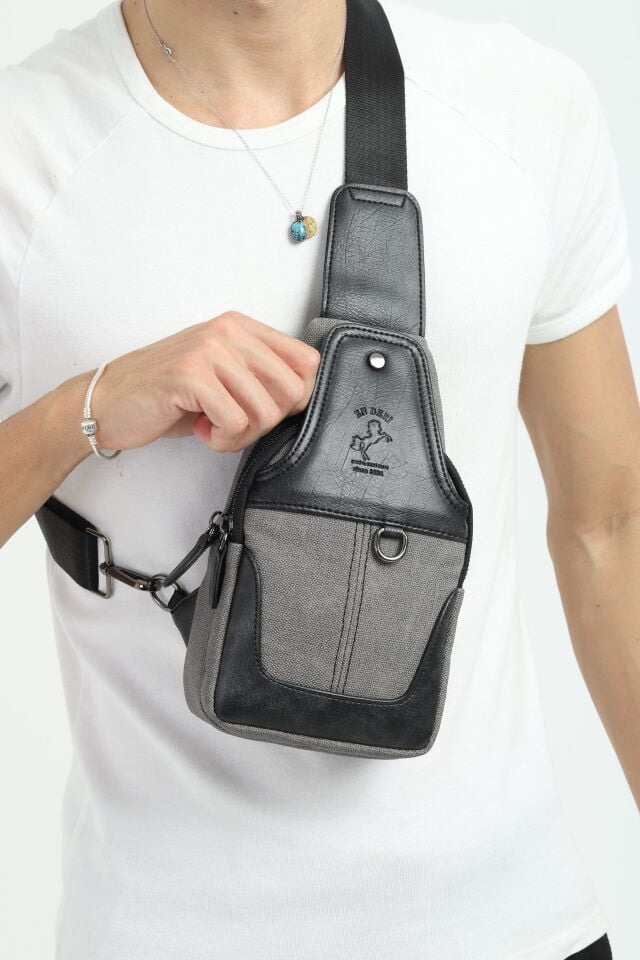 Antrasit Kanvas Erkek Omuz Çantası - Günlük Çapraz Askılı Postacı Çantası 020