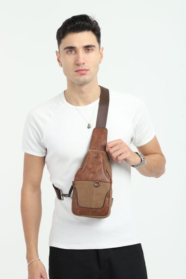 Taba Kanvas Erkek Omuz Çantası - Günlük Çapraz Askılı Postacı Çantası 020