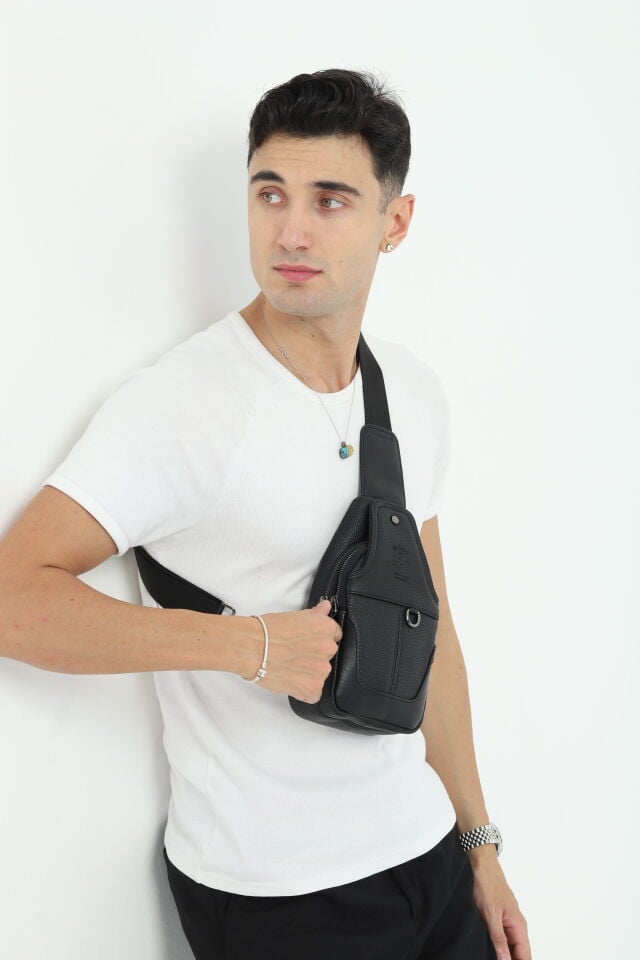 Siyah Erkek Omuz Çantası - Günlük Çapraz Askılı Postacı Çantası 020