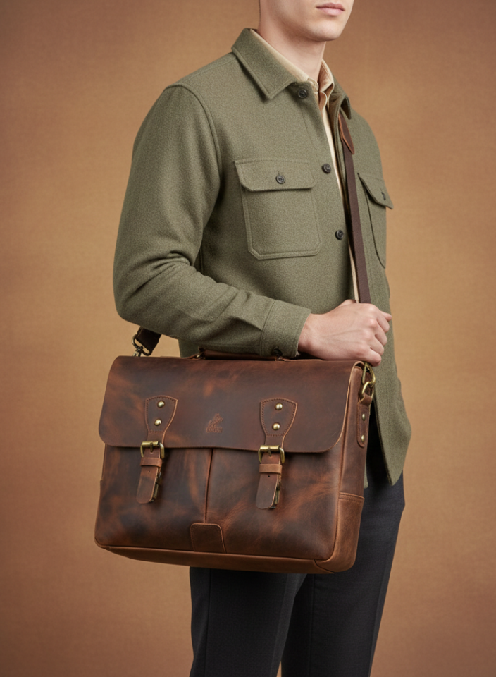 Taba Hakiki Deri 14 Inc Çok Bölmeli Evrak Ve Laptop Çantası 4025