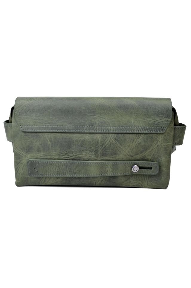 Hakiki Deri Bileklik Kemerli Çok Bölmeli El Çantası Portföy Çanta