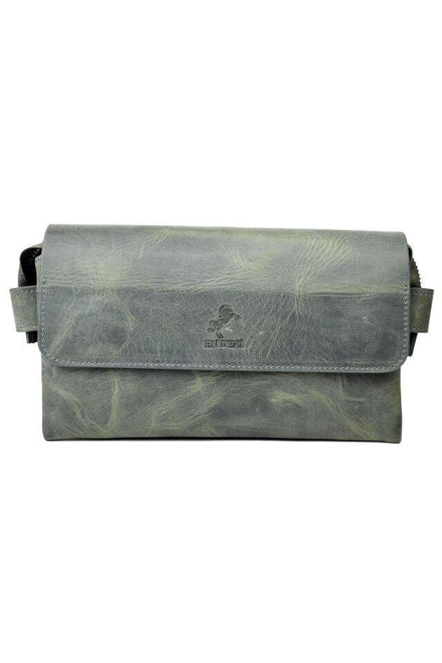 Hakiki Deri Bileklik Kemerli Çok Bölmeli El Çantası Portföy Çanta