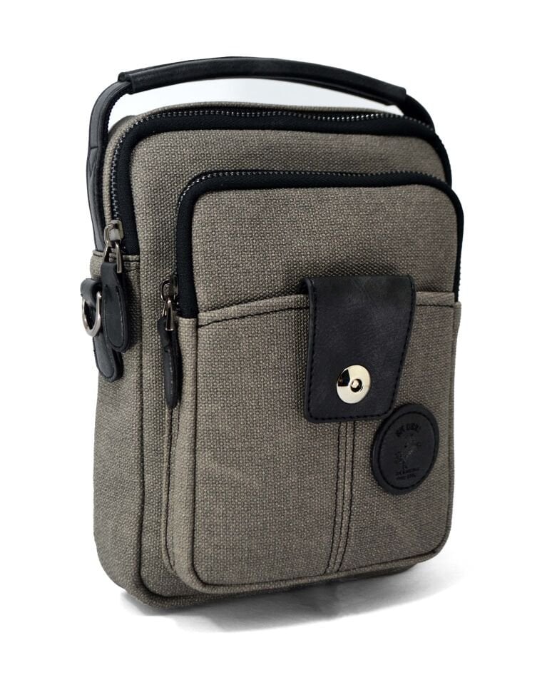 Antrasit Kanvas Erkek El ve Omuz Çantası – Ayarlanabilir Çapraz Askılı, Çok Bölmeli Postacı Çanta