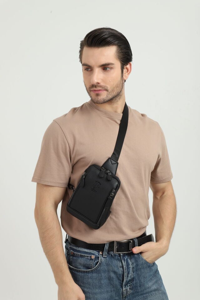 Siyah Erkek Omuz Çantası – Çok Bölmeli Çapraz Askılı Postacı Çanta