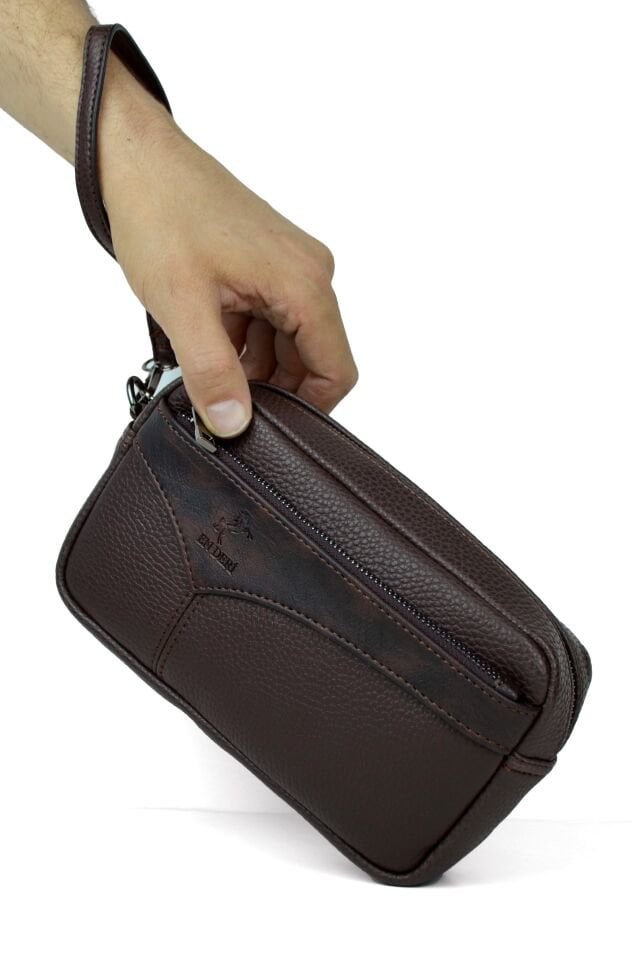 Erkek Kahverengi El Çantası - Kartlıklı Clutch Portföy Çanta