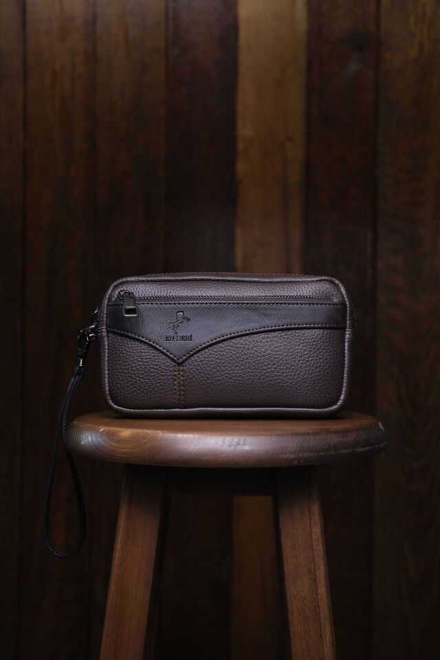 Erkek Kahverengi El Çantası - Kartlıklı Clutch Portföy Çanta