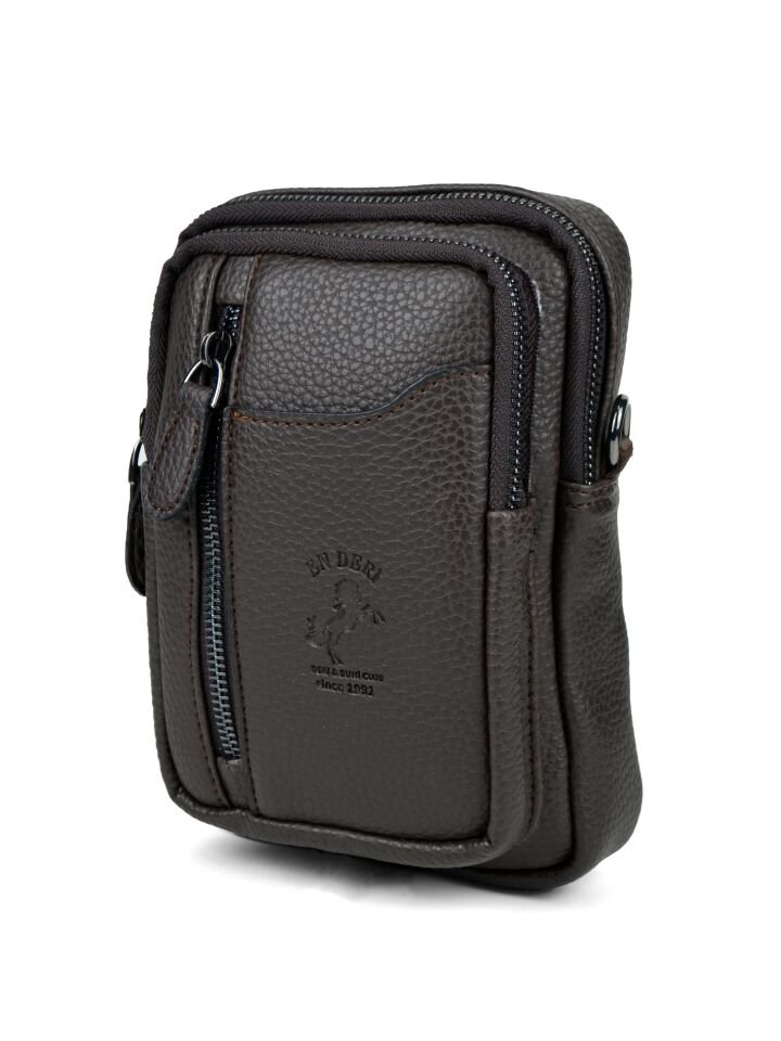 Kahverengi Çok Bölmeli Omuz Çantası - Fonksiyonel Askılı Erkek Çapraz Çanta